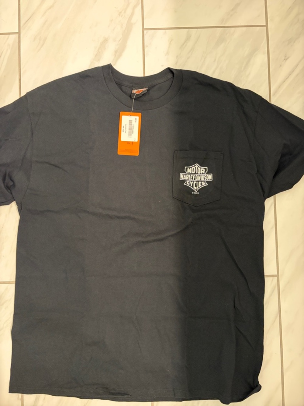 Harley-Davidson Black Short Sleeve Pocket Tee with White Logo